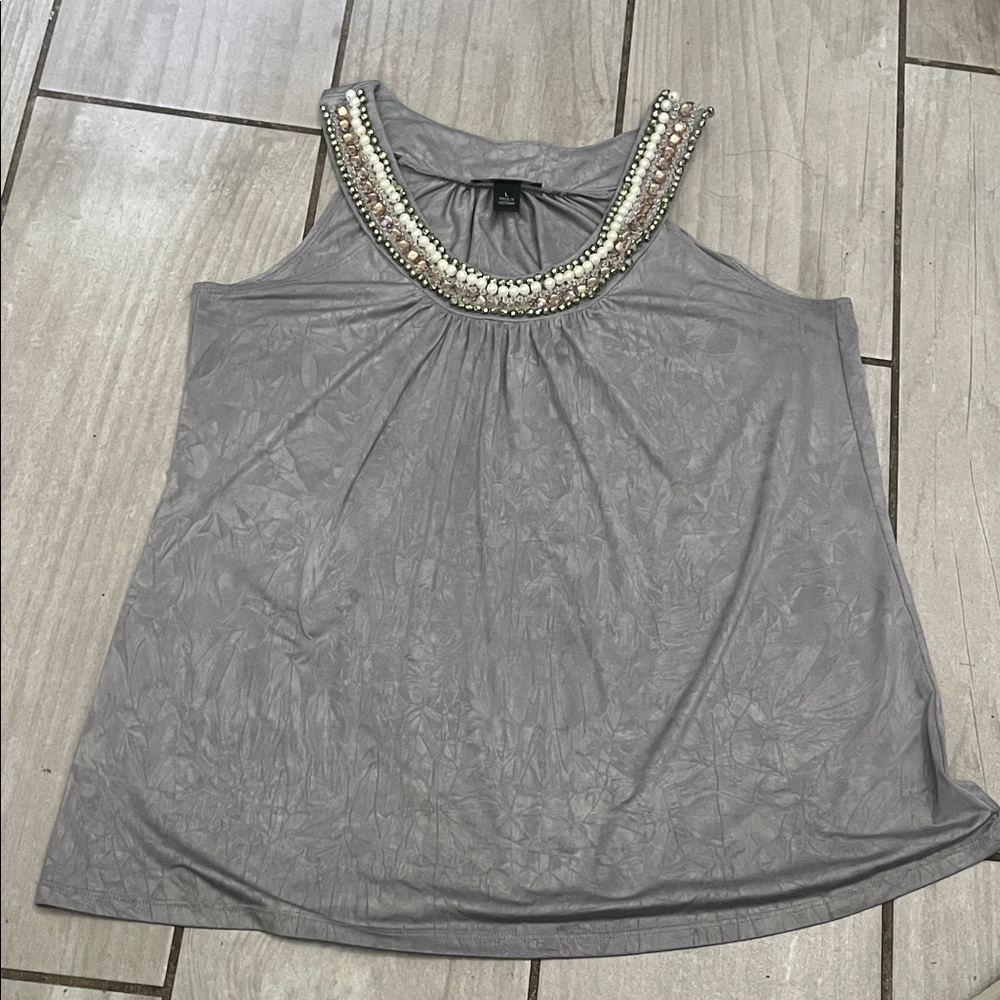 BCX Gray Embellished Tank Top